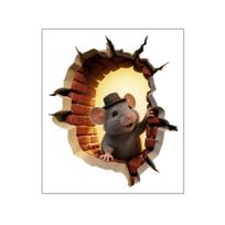 3D Mouse Hole Wall Decals Peel And Stick Decorative Wall Stickers Mouse Hole in The Wall Sticker with 3D Effect for Living Room Bedroom Wall Decor A