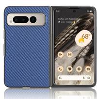 For Google Pixel Fold Fiber Carbon Texture Leather Case Ultra Thin Shockproof Protective Non-Fingerprint Cell Phone Cover For Pixel Fold mėlyna