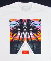 CALIFORNIA LOVE Palm Tree Mirror T-shirt Cali Beach Tee Adult SMALL White New L