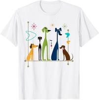 Retro Mid-Century Modern Dogs 50s 60s Style T-Shirt M