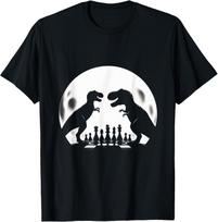 Funny Dinosaur T-Rex Chess Player Board Game - Chess T-Shirt M