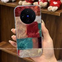 Premium Full Coverage Silicone Phone Case VIVO X200 Pro X100s With Color-Block Plaid Design Shockproof vivo X200
