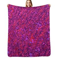 Magenta flowers and leaves Throw Blanket Flannel Fleece Soft Warm Throw Blanket Size: 75*100cm, Weight: 230 GSM