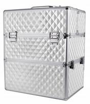 Sunone kuferek kosmetyczny xl srebrny wzorek silver na lakiery lampę 35x25x42cm