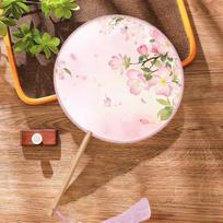 Traditional Chinese Style Round Fan Birthday Gift Han Ethnic Photo Dance Fan - Wulingchun Semi-Transparent Gauze