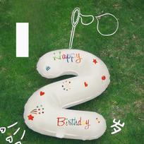 Shicai White Floral Print Number Balloon Decorations for Children's Birthday Party Scene Setup, Outdoor Handheld Photo Props 2