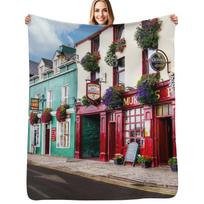 Dingle Town Throw Blanket Luxurious Soft Fuzzy Blanket for Sofa Bed Size: 75*100cm, Weight: 230 GSM
