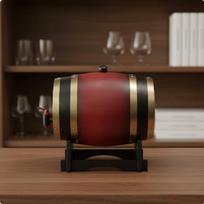 Wooden Spirits Barrel Solid Wood Oak Aging Vintage Design Cask with Stand for Wine Red 1.5L brown