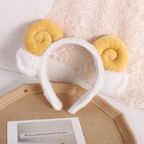 Girls Cartoon Wash Face Korean Hair Hoop Lamb Headband Plush Hair Accessories geltona