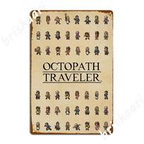 Octopath Traveler Sprites On Parchment Poster Metal Plaque Retro Wall Cave Plates Home Tin Sign Poster 20X30CM