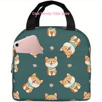 Cute Shiba Cooler Bag Insulated for Travel, Water Proof Soft Small Adult Lunch Box for Men Women, Lunch Tote Bag for Women Men One Size