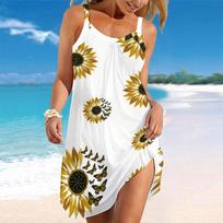 Women's Beach Dress Mini Dress  Sea Turtle  Print Casual Modern Dress Sleeveless Loose Fit Outdoor Daily Summer XS balta
