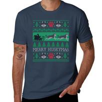 Christmas Siberian Husky Dog Funny Husky Ugly Christmas Sweater TShirt Plus Size Summer Short Sleeve TShirt S
