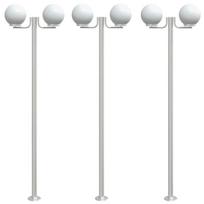 vidaXL Lampadaires d'extérieur 3 pcs argenté 215 cm acier inoxydable