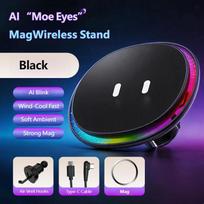 Magnetic Wireless Car Charger Mount with AI Blink Eye Design, 9-Color RGB Ambient Light & Cooling Fan, Fast Charging Phone Holder Stand for iPhone juoda