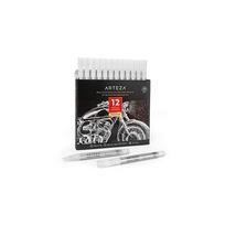 Arteza White Acrylic Paint Pens, Set of 12 – Quick-Dry, Water-Based Markers for Metal, Canvas, Rock, Wood, Plastic