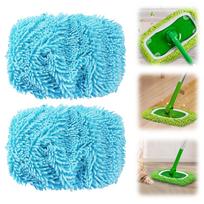 Reusable mop cloths, new reusable microfiber mop cloths, washable dry and wet mop cloths (2 blue pieces) Pack of 2