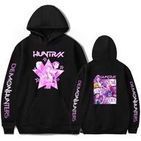2025 m. vasaros anime K-Pop demonų medžiotojų džemperis Harajuku hiphopo puloveris viršūnės džemperis UNISEX Abėcėlės sportinė apranga Mados tendencijos XS juoda