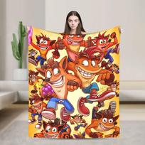 Crash Bandicoot flaneliniai pledai Šiltas minkštas pledas namų dekoravimui Kelionėms Grafinis lovatiesė Sofos lovos užvalkalas 30x40in