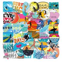 50pcs Summer Surf and Beach Stickers for Suitcases, Skateboards, Notebooks, and Journals