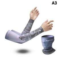 Summer Cooling Sunscreen Arm Sleeves Cover Head Face Neck Tube Scarf Set Sports Fishing Cycling Outdoor Uv Sunshade Collar A3 gray