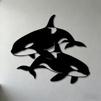 2D Flat Orca Whale Metal Wall Art, 1pc, Sculpture for Living Room Bedroom Office Bathroom Decor 12in juoda