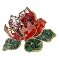 Arts and Crafts DIY Mosaic Kit White Flower Stained Glass Flower Mosaic Kit Wooden Red Flower Mosaic Arts Kids raudona
