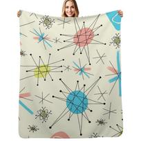1950's Atomic Starburst Throw Blanket Men's Soft Warm Throw Blanket for Couch Size: 75*100cm, Weight: 230 GSM