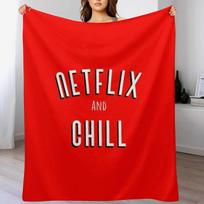Netflix and chill tee meme Throw Blanket All Season Soft Lightweight Blanket for Home Size: 75*100cm, Weight: 230 GSM