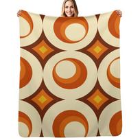 Mid-Century Modern 3 Crescent Throw Blanket Travel Size Cozy Blanket for Plane Train Size: 75*100cm, Weight: 230 GSM