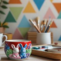 Lovely Bunny Flower Pattern Silicone Mold Candle Aromatherapy Cup Flower Pot Gypsum Mold Diy Craft Moulds Reusable Handmade Tool