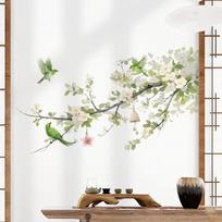 Bird Wall Decal Removable Pear Tree Branches Sticker Bedroom Wall Art Nature Easy Application Self Adhesive Home Decor žalia