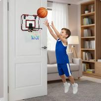 Mini Basketball Hoop with Scoreboard Indoor Outdoor Use Electronic Scoring Toy LED Lights raudona