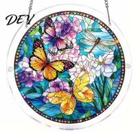 DIY Craft Project Round Acrylic Suncatcher Puzzle, UV Printed Stained Glass Window Hanging Decor Effect 7.48 Inch Light Catcher Ornament for L