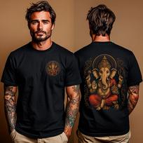 Ganesha Shirt: Hindu Elephant God Tee, Ganesh Blessing T-Shirt, Yoga Spiritual Apparel, Boho Mystic Top L