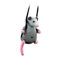Handmade Knitted Car Hanging Ornament Pendant Screaming Possum Ornament  For Opossum Lovers B