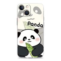 Telefono dėklas iPhone 15 14 13 12 Mini 11 Pro Max XS X XR 7 8 Plus, Skaidrus, Atsparus smūgiams TPU, Mielas pandos, laipiojančios ant bambuko iPhone 13