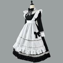 Juoda miela Lolita ilga suknelė Kambarinės kostiumai Mergaitės Moterys Mielas Kambarinės Cosplay kostiumas Animacinis šou Japoniška apranga Suknelė Drabužiai XXL white