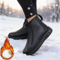 Women’s Winter Fleece-Lined Waterproof Slip-On Soft Sole Non-Slip Warm Shoes 36