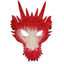 Drakono galvos kaukė vaikams, suaugusiems, Helovino šventės vakarėliui, Drakono kaukė Cosplay kostiumas, Helovino Cosplay kostiumas balta/raudona