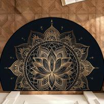 1Pcs Modern Semi-Circle Area Rug Soft Anti-Slip Entrance Mat Floral Print Washable Decorative Floor Carpet for Indoor Outdoor 40X60CM