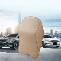 3D Nappa PU Leather Headrest Memory Foam Rest Pillow Headrest Car Neck Pillow Protection Lumbar Backrest Cushion Lumbar Beige Headrest