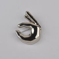 Hand Gesture OK Gesture Brooches Large Suit Lapel Pin Personalized Clothes Badge  Women Men sidabras