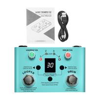 M-VAVE LOST TEMPO Effect Pedal Drum & Looper Effector 2-in-1 Looper & Drum Machine Double Footswitch Looper Pedal Looper Guitar žalia