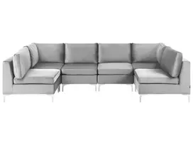 Modulinė U formos sofa 6 asmenims EVJA pilko veliūro