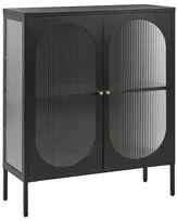 Spintelė su stiklinėmis durelėmis SARRE metalinė 90 cm juoda