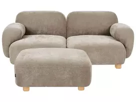 Modulinė 2 vietų sofa AMLI, smėlio spalvos, su otomane