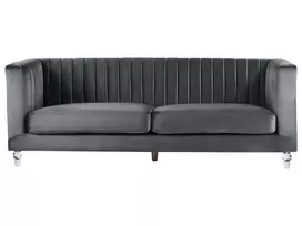 Trivietė sofa ARVIKA aksominė tamsiai pilka