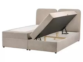 Kontinentinė lova su patalynės dėže CHANCELLOR smėlio pilkos spalvos 160 x 200 cm