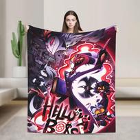 Soft Warm Blanket Airplane Travel VOX H-Hazbin Hotel Alastor Game Throw Blanket Flannel Bedspread For Couch Bed Sofa Bed Cover Size: 75*100cm, Weight: 230 GSM